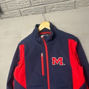 58 Sports Navy Blue Red Athletic Jacket M Logo Size S CH